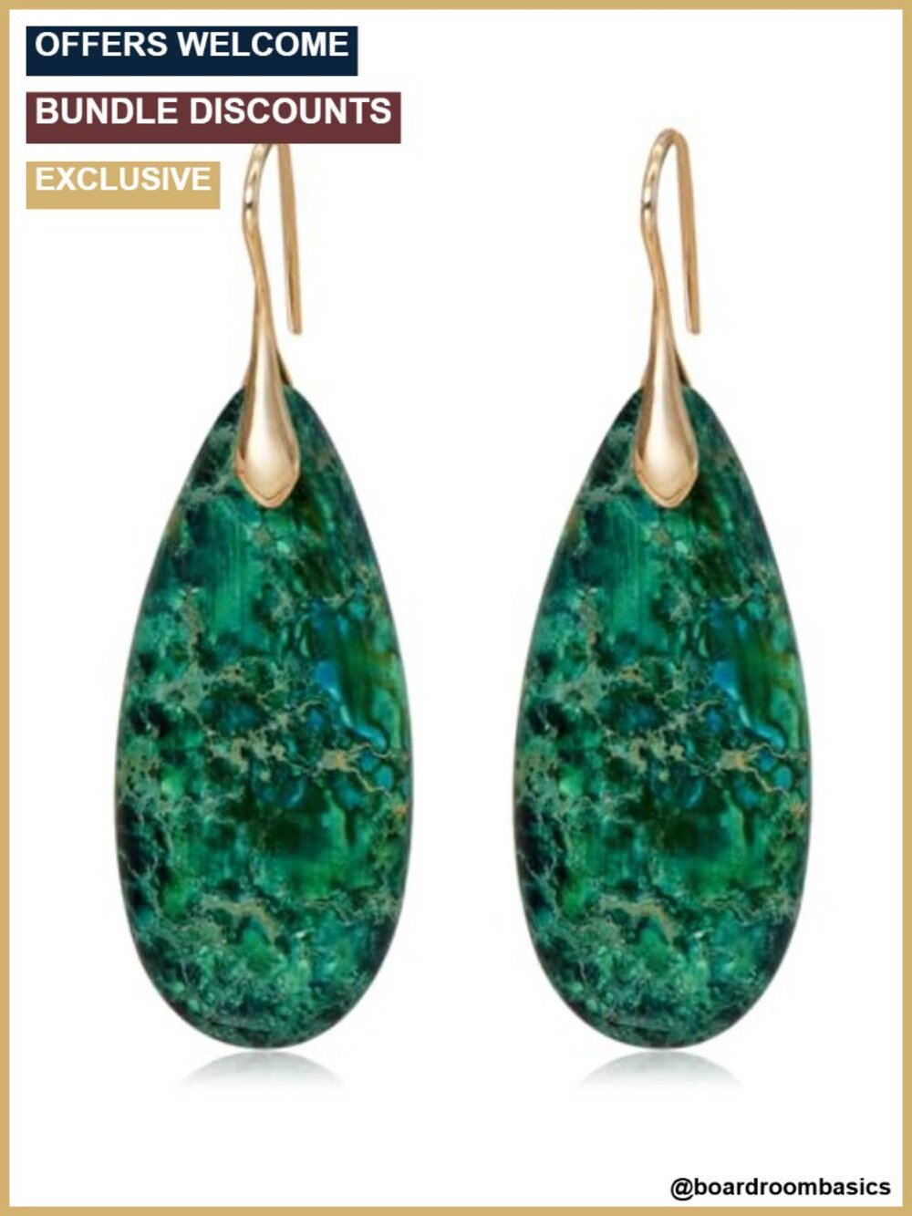 Natural Stone Waterdrop Dangle Earrings for Women Alloy French Wire Drop